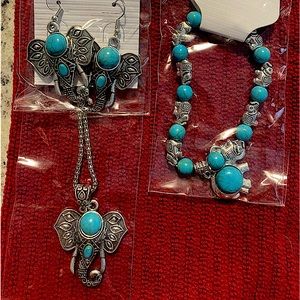 Elephant jewelry set. Necklace, bracelet, and earrings. Have 3 colors.